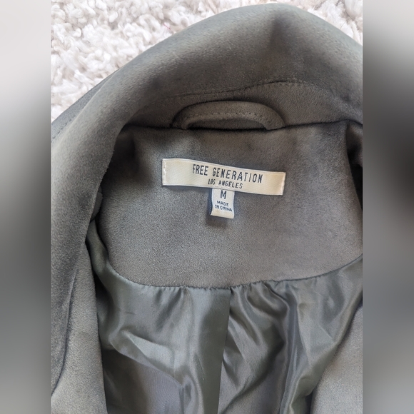 Free Generation Los Angeles Olive Green Suede Jacket - Picture 2 of 7